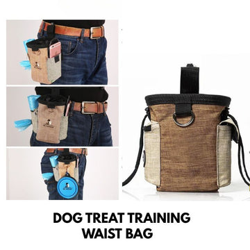 Dog Treat Training Waist Bag|Portable Poop Bag Holder|Hands-Free Dog Walking Pouch with Multi-Storage
