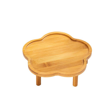 Elevated Bamboo Pet Bowl Stand | Natural Raised Feeder for Cats & Small Dogs small size