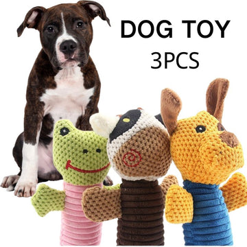 3-Piece Soft Squeaky Dog Toy Set – Plush Chew Toys for Small and Medium Pets