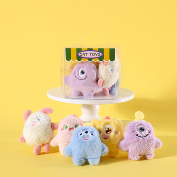 5pcs Interactive Plush Cat Toy with Bell – Soft Squeaky Crinkle Toy