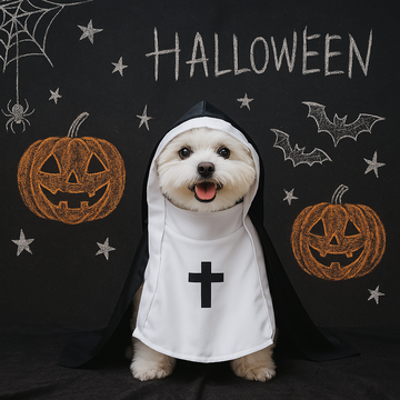 Halloween Nun Costume for Pets – Cross Cape Cosplay Outfit for Small PET