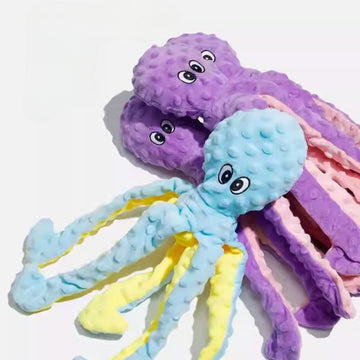 Large Plush Octopus Dog Toy – BB Squeaker and Chew Toy for Pets