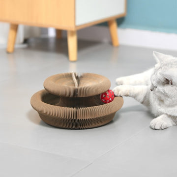 Accordion Cat Scratcher Bed – Corrugated Cardboard Scratch Lounge, Foldable & Durable