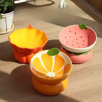 Tilted Ceramic Cat Bowl – No Spill