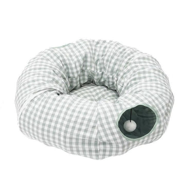 2-in-1 Cat Tunnel Bed – Collapsible Cat House and Play Tunnel for Indoor Cats