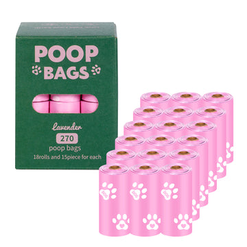 270 Compostable Dog Waste Bags with Dispenser – Plant-Based, Lavender-Scented
