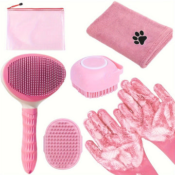 6-Piece Pet Grooming Set – Dog Bath Towel, Hair-Drying Glove & Cleaning Mitts