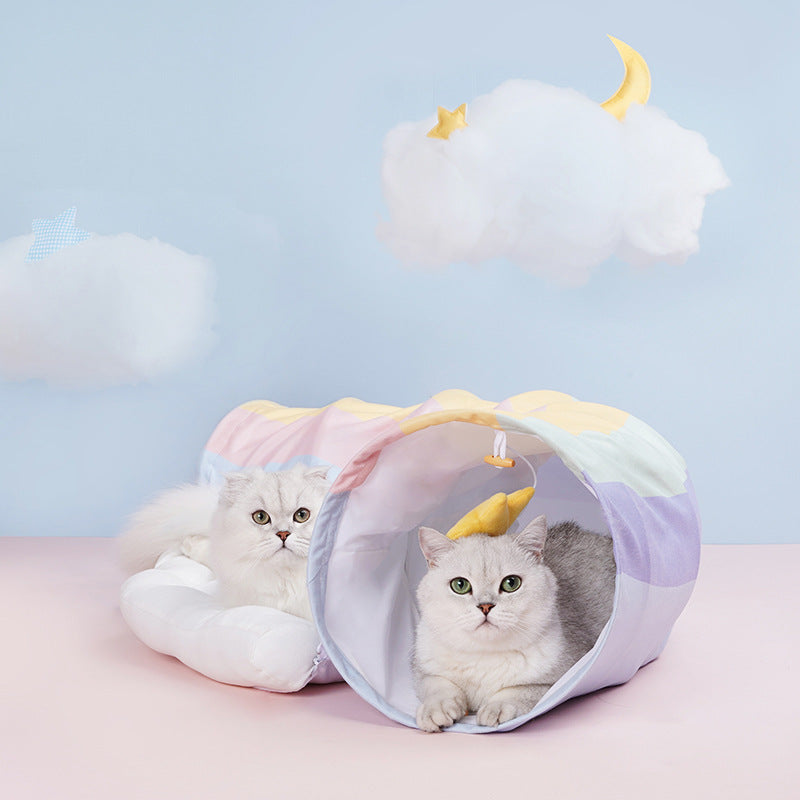 Detachable Rainbow Tunnel Bed for Cats
