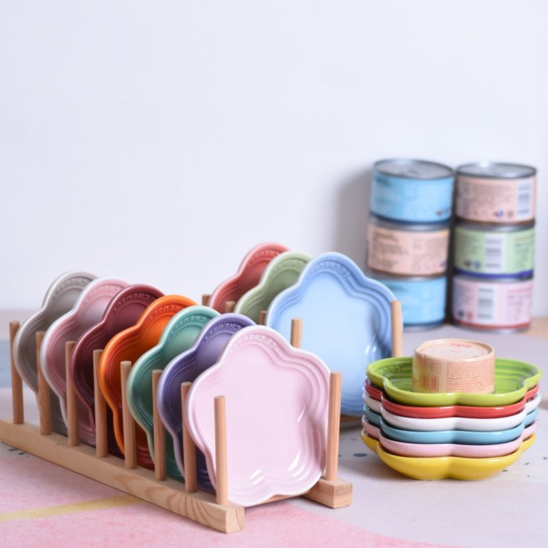 Macaron color gradient pet snack ceramic plate