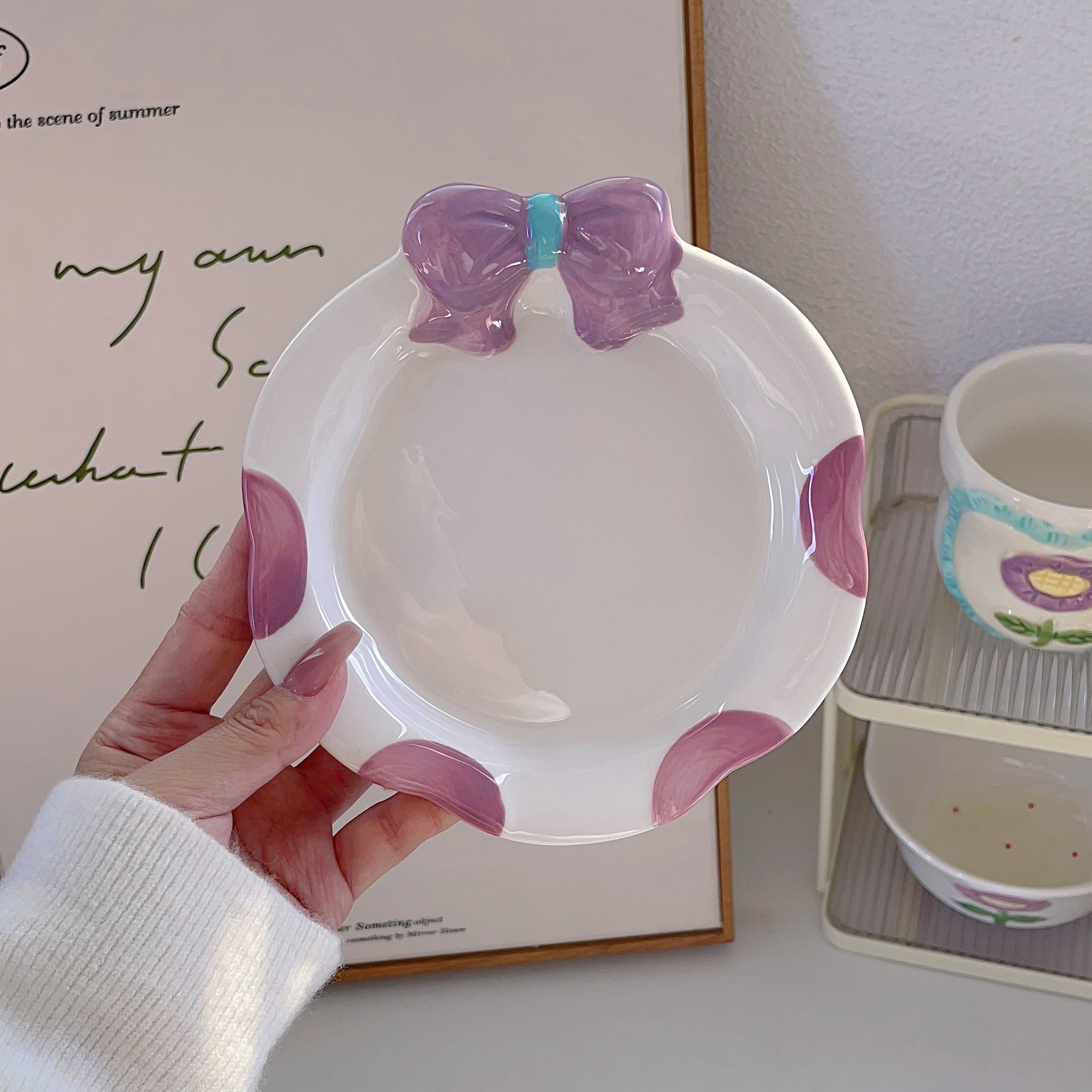 6-Inch Ceramic Pet Plate cat food dish – For Dry & Wet Food