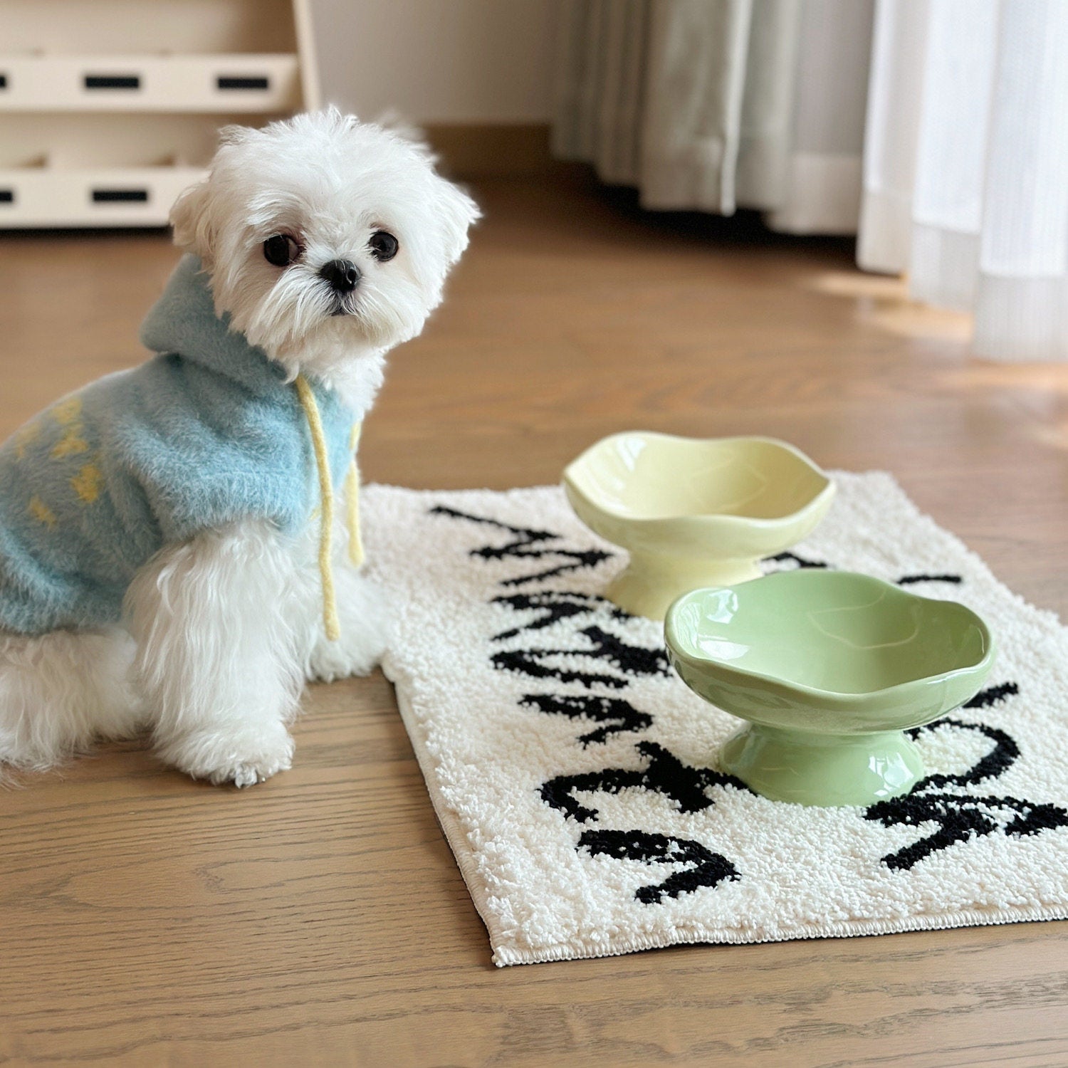 Hand-Pressed High Stand Ceramic Pet Bowl