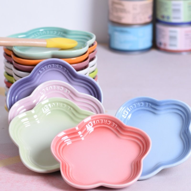 Macaron color gradient pet snack ceramic plate