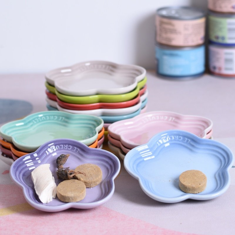 Macaron color gradient pet snack ceramic plate