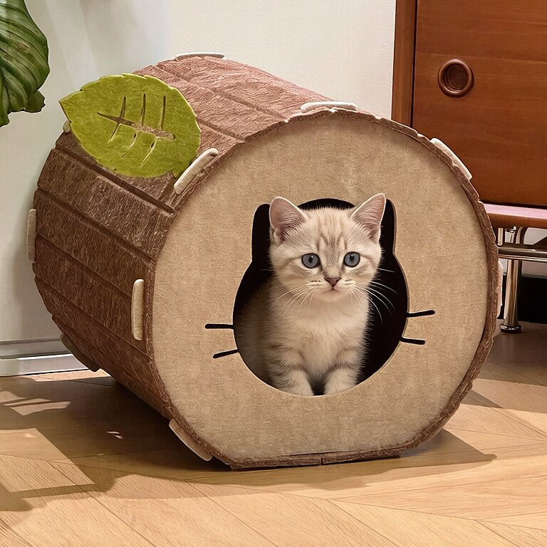 Felt Tree Hollow Cat House – Cat Cave Bed & Scratching Hideout