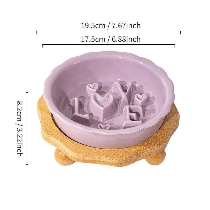Love Series Ceramic Dog Slow Food Bowl Cat Small Dog Anti-choking Anti-slip Cervical Cute Pet Bowl Slow Food Basin - NoKa&AuroraStone