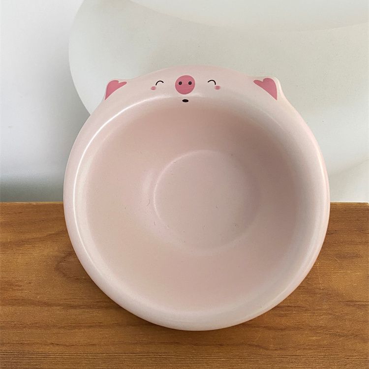 Blogger's Same Ceramic Cute Rice Bowl Cartoon Pig Cat Ceramic 5-inch Bowl New Cat Dog Bowl