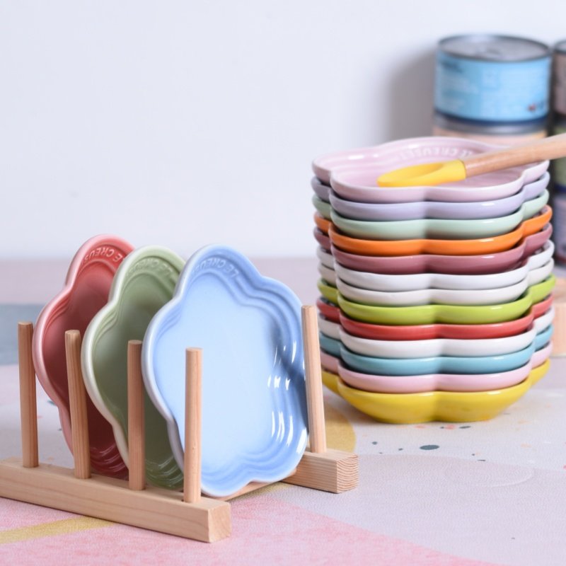 Macaron color gradient pet snack ceramic plate