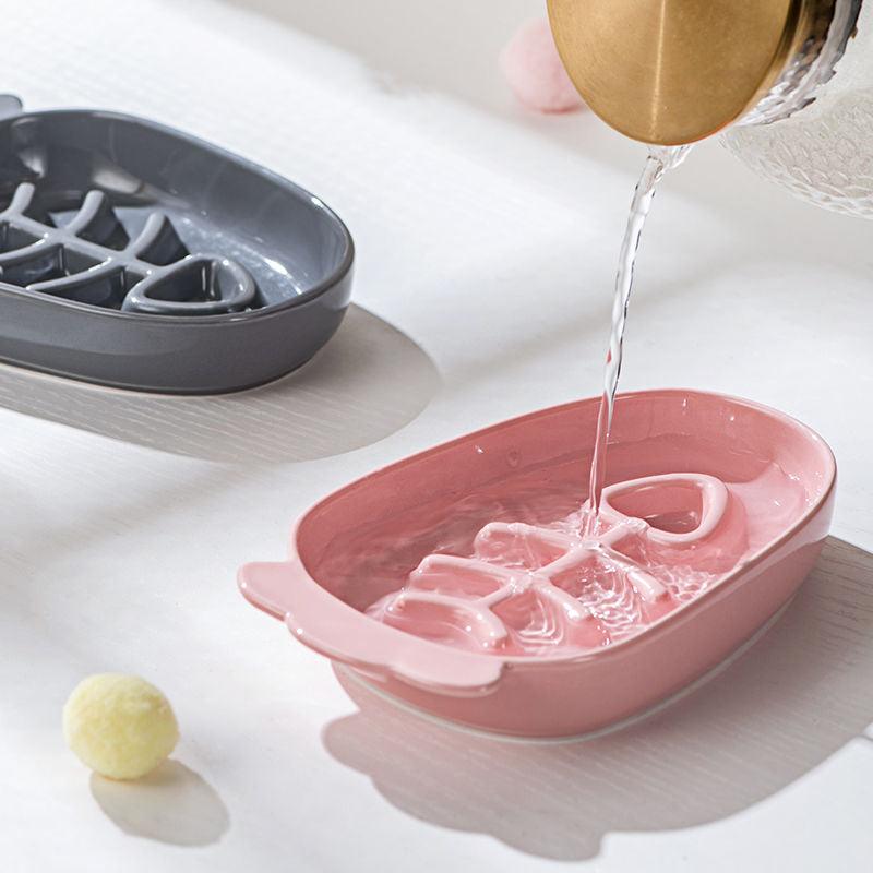 Slow Food Pet Bowl Ceramic Anti-choking Dog Meal Bowl Cat Puppy Drink Bowl Anti-knock Pet Food Plate Shallow Mouth - NoKa&AuroraStone