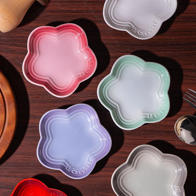 19 color rainbow plum blossom ceramic plate, French flower plate, dining plate, pet gradient - NoKa&AuroraStone