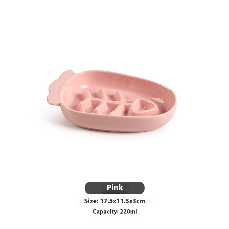 Slow Food Pet Bowl Ceramic Anti-choking Dog Meal Bowl Cat Puppy Drink Bowl Anti-knock Pet Food Plate Shallow Mouth - NoKa&AuroraStone