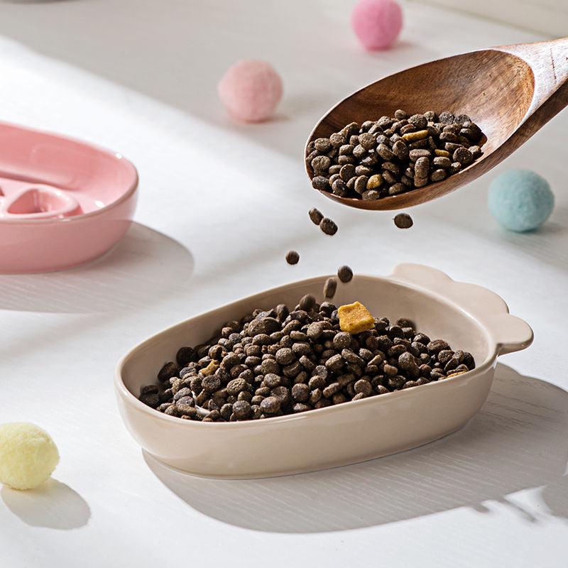 Slow Food Pet Bowl Ceramic Anti-choking Dog Meal Bowl Cat Puppy Drink Bowl Anti-knock Pet Food Plate Shallow Mouth - NoKa&AuroraStone