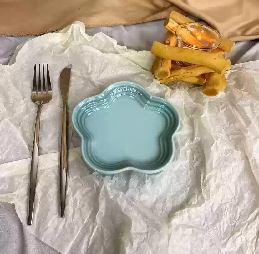 19 color rainbow plum blossom ceramic plate, French flower plate, dining plate, pet gradient - NoKa&AuroraStone