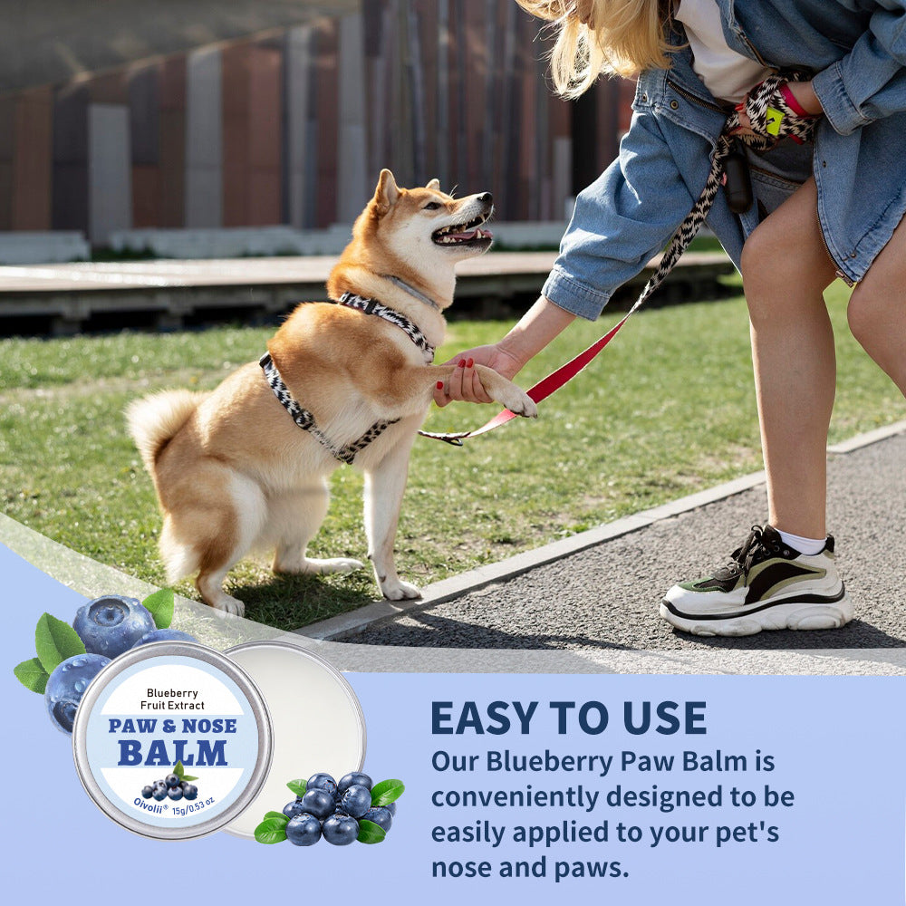 Natural Blueberry & Coconut Oil Pet Paw Balm with Shea Butter – Safe, Soothing Relief for Dry Nose & Paws of Dogs and Cats