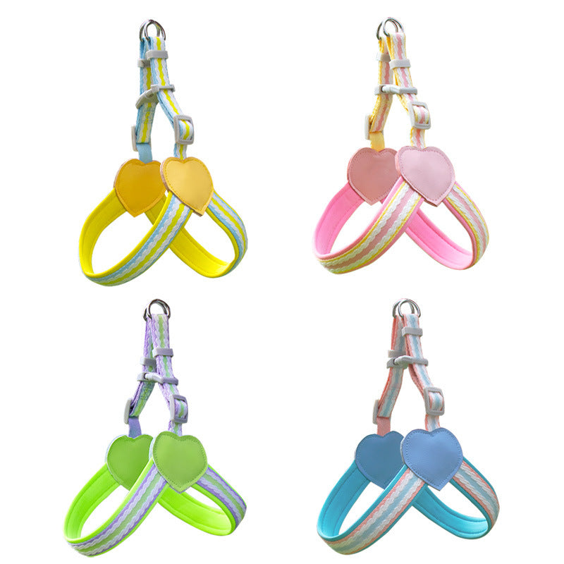 Pastel Dog Harness with Hearts – All Sizes+ Free Leash