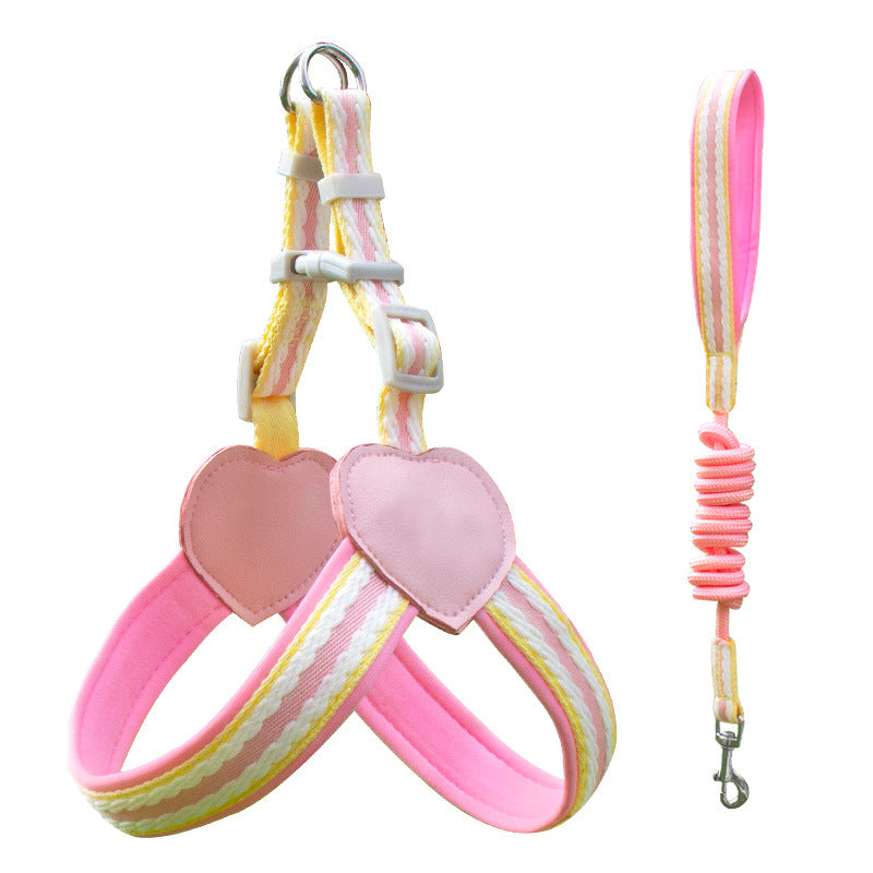 Pastel Dog Harness with Hearts – All Sizes+ Free Leash