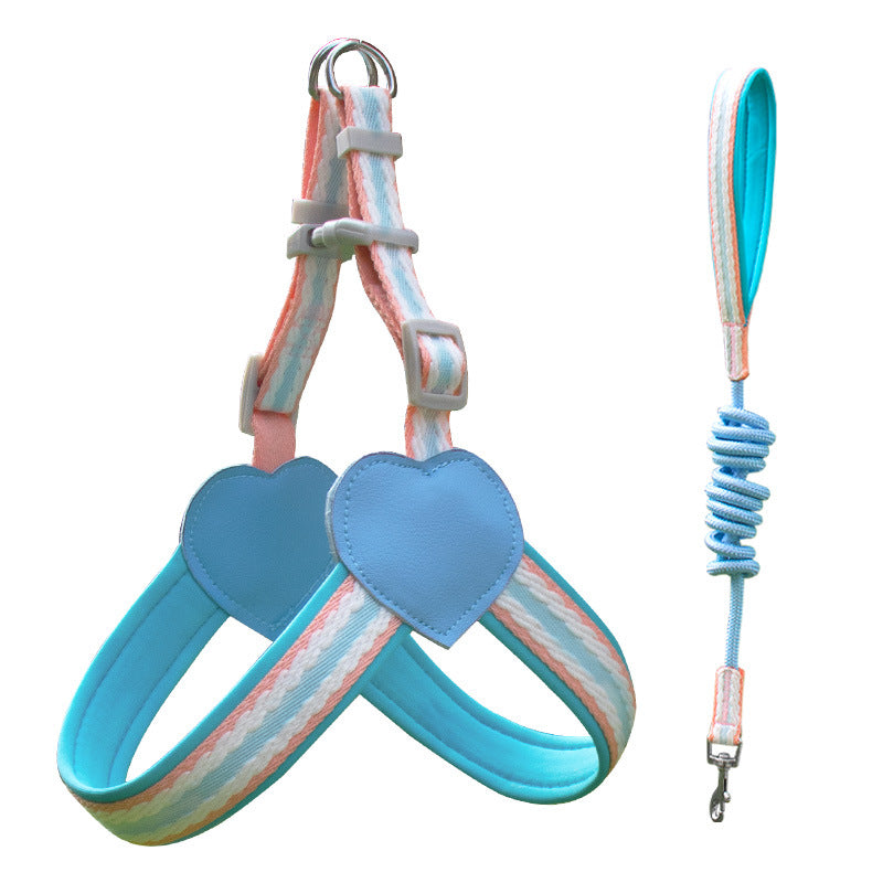 Pastel Dog Harness with Hearts – All Sizes+ Free Leash