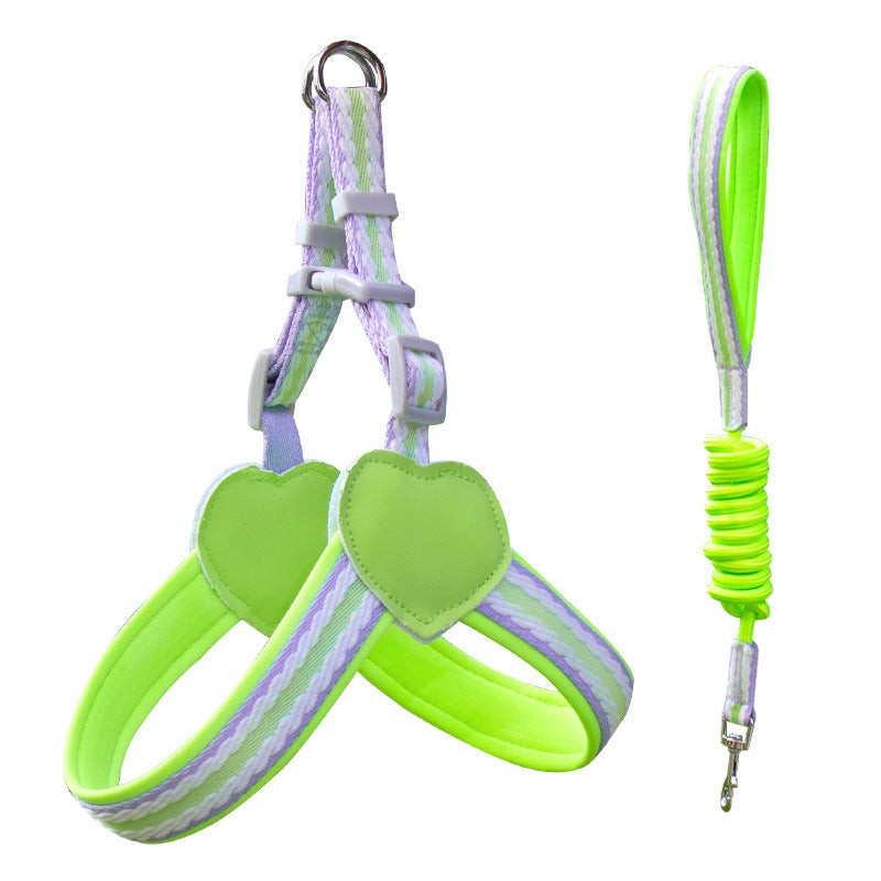 Pastel Dog Harness with Hearts – All Sizes+ Free Leash