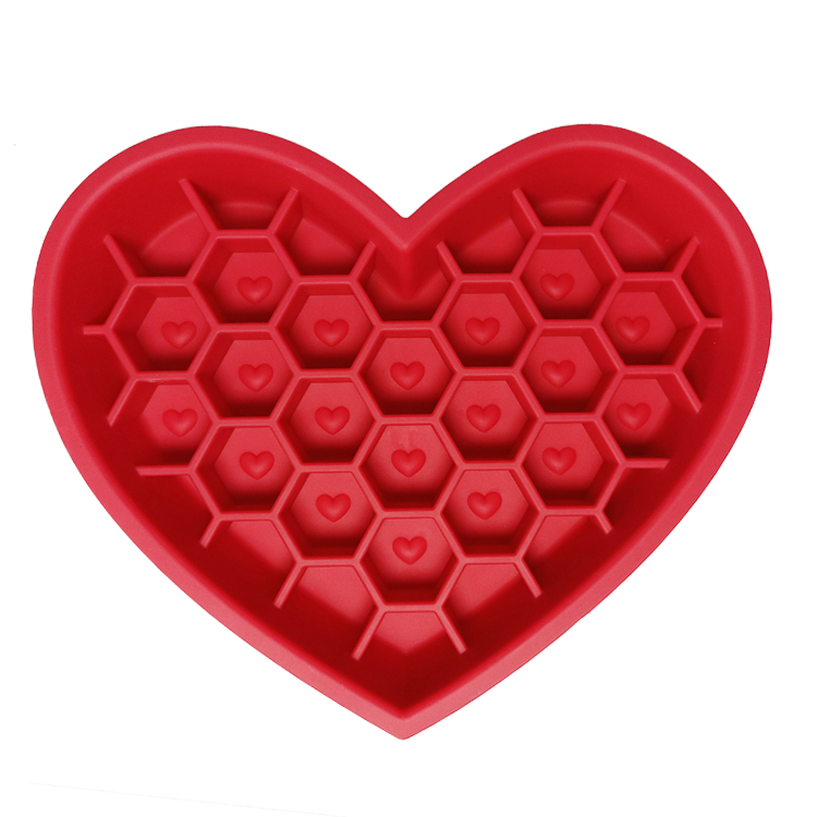 Honeycomb Heart Silicone Slow Feeder