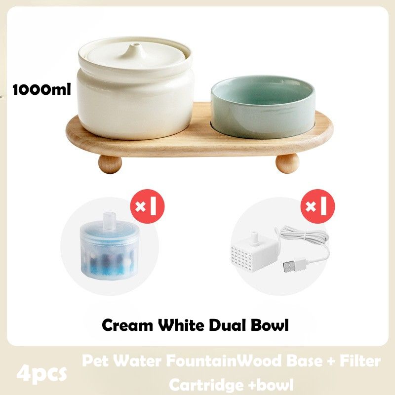 Zen-Inspired Ceramic Pet Fountain with Kiyoyu Motif｜Silent Flow｜Oriental Aesthetic for Cats & Dogs