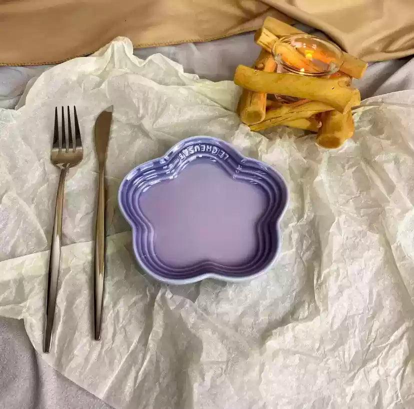 19 color rainbow plum blossom ceramic plate, French flower plate, dining plate, pet gradient - NoKa&AuroraStone