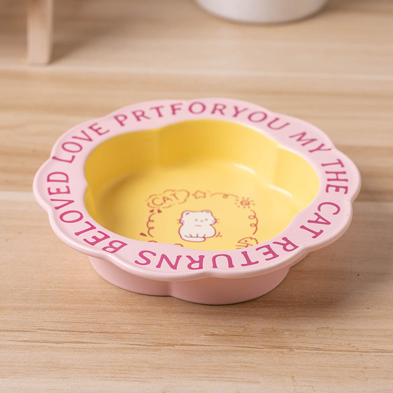 Princess-Style Porcelain Pet Bowl | Lace Edge & Easy-Clean