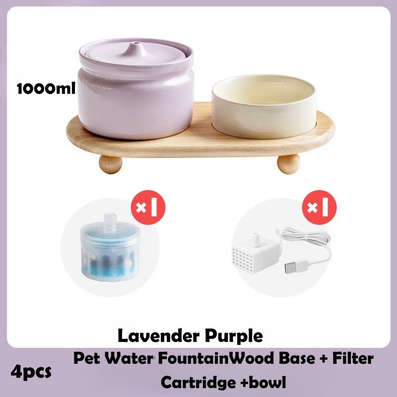 Zen-Inspired Ceramic Pet Fountain with Kiyoyu Motif｜Silent Flow｜Oriental Aesthetic for Cats & Dogs