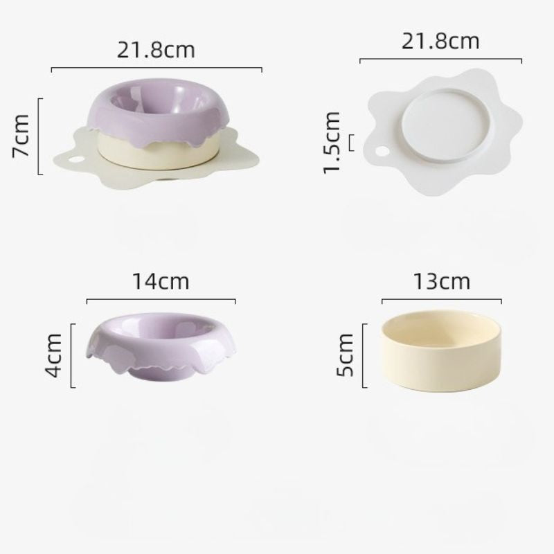 3pcs Detachable 3-in-1 Donut Pet Bowl | Separate Food & Water • Easy-Clean • Non-Slip Base
