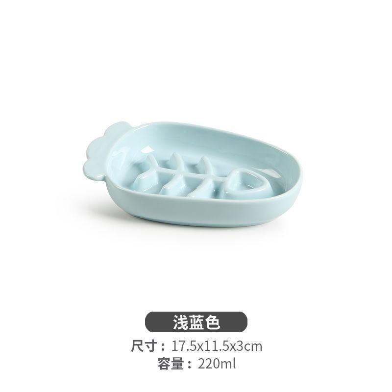 Slow Food Pet Bowl Ceramic Anti-choking Dog Meal Bowl Cat Puppy Drink Bowl Anti-knock Pet Food Plate Shallow Mouth - NoKa&AuroraStone