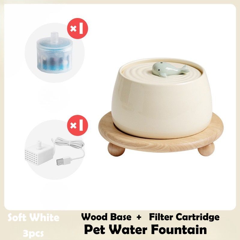 Zen-Inspired Ceramic Pet Fountain with Kiyoyu Motif｜Silent Flow｜Oriental Aesthetic for Cats & Dogs