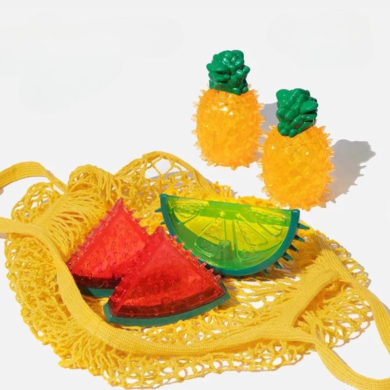 3-pack Fruit-Shaped Chew Toys – Squeaky, Dental-Friendly Soft Rubber