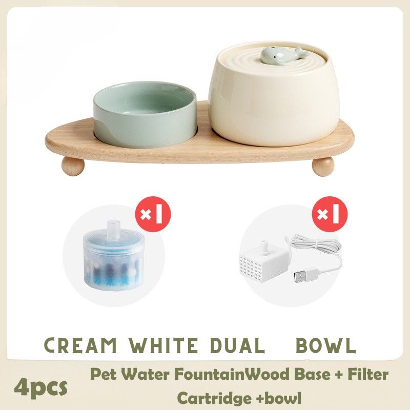 Zen-Inspired Ceramic Pet Fountain with Kiyoyu Motif｜Silent Flow｜Oriental Aesthetic for Cats & Dogs