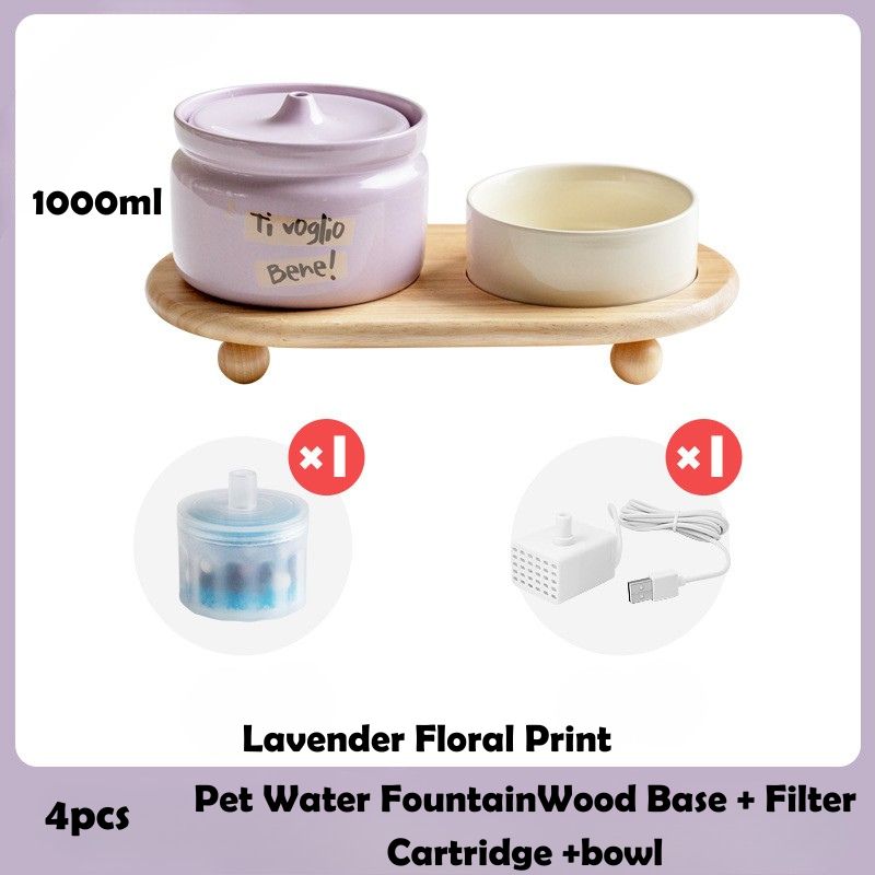 Zen-Inspired Ceramic Pet Fountain with Kiyoyu Motif｜Silent Flow｜Oriental Aesthetic for Cats & Dogs