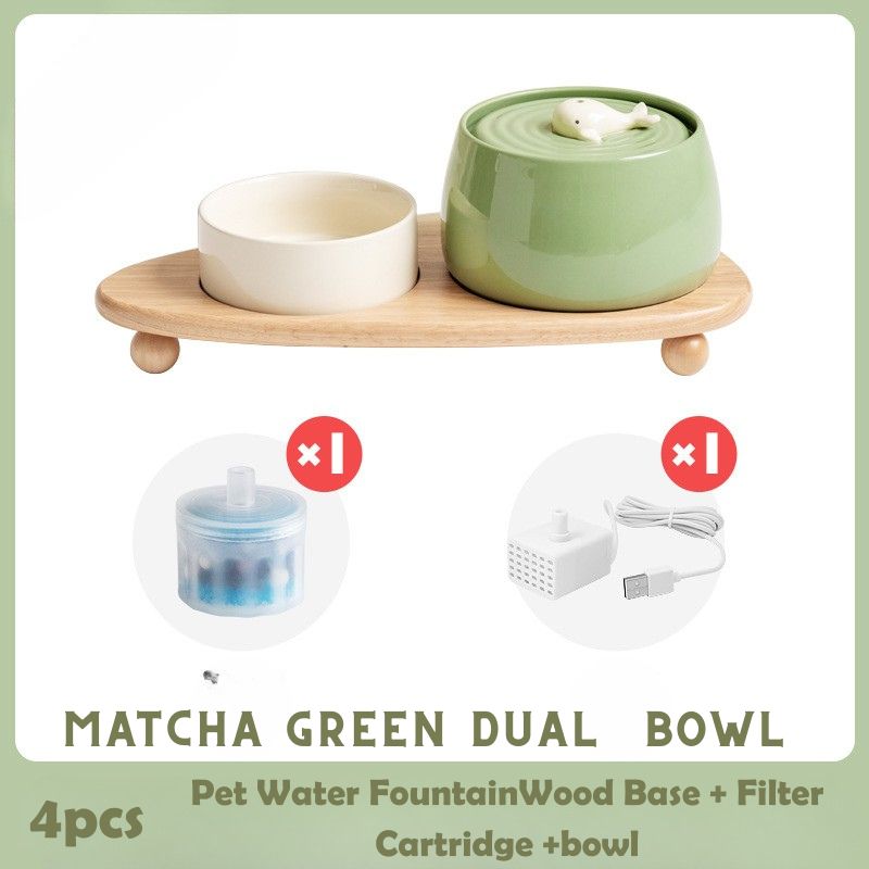 Zen-Inspired Ceramic Pet Fountain with Kiyoyu Motif｜Silent Flow｜Oriental Aesthetic for Cats & Dogs