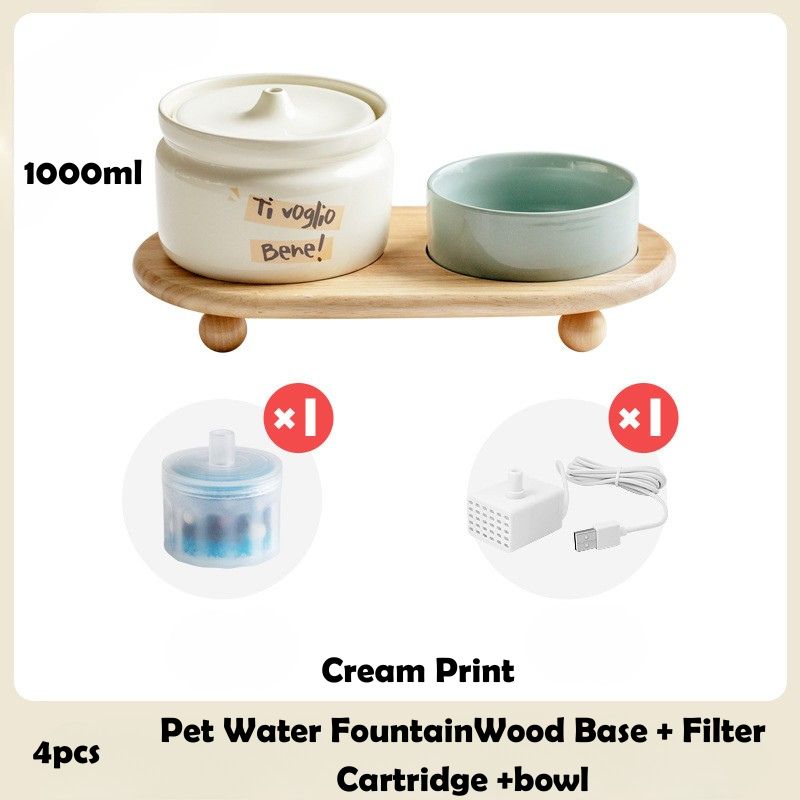 Zen-Inspired Ceramic Pet Fountain with Kiyoyu Motif｜Silent Flow｜Oriental Aesthetic for Cats & Dogs