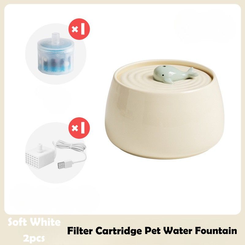 Zen-Inspired Ceramic Pet Fountain with Kiyoyu Motif｜Silent Flow｜Oriental Aesthetic for Cats & Dogs