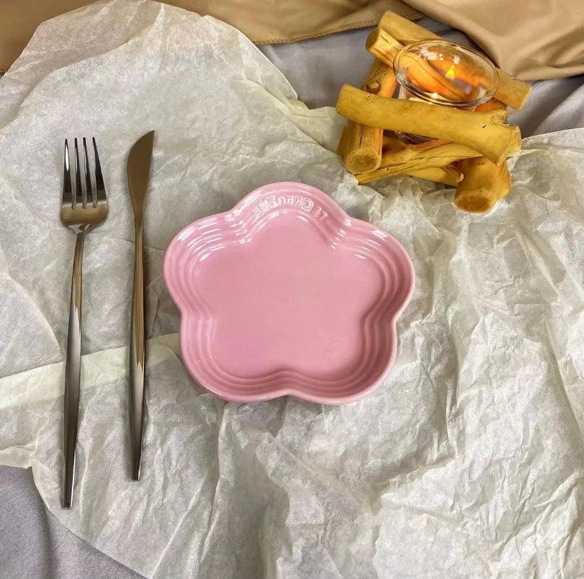 19 color rainbow plum blossom ceramic plate, French flower plate, dining plate, pet gradient - NoKa&AuroraStone