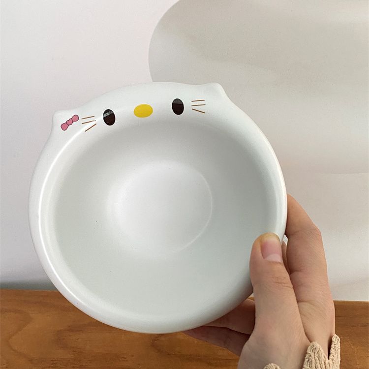 Blogger's Same Ceramic Cute Rice Bowl Cartoon Pig Cat Ceramic 5-inch Bowl New Cat Dog Bowl