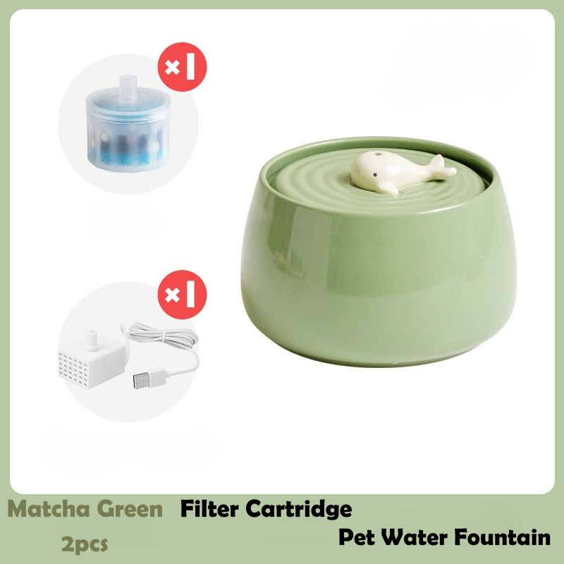 Zen-Inspired Ceramic Pet Fountain with Kiyoyu Motif｜Silent Flow｜Oriental Aesthetic for Cats & Dogs