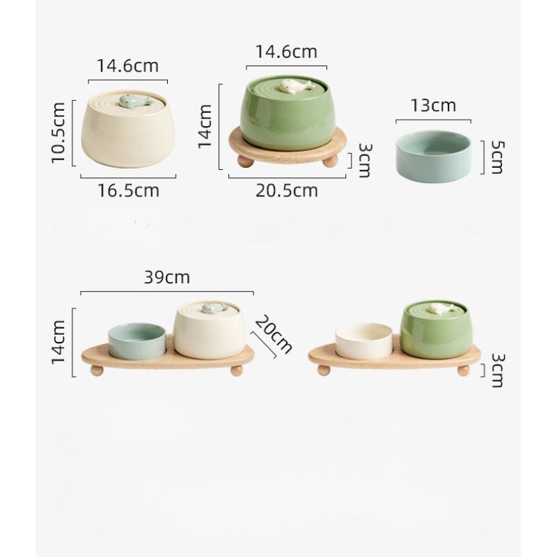 Zen-Inspired Ceramic Pet Fountain with Kiyoyu Motif｜Silent Flow｜Oriental Aesthetic for Cats & Dogs