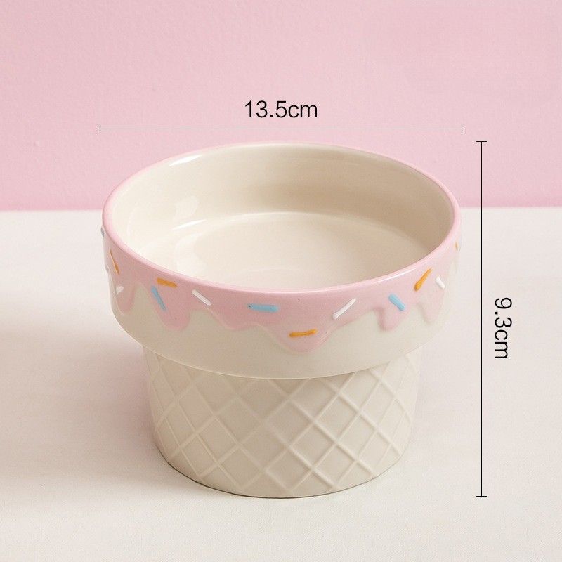 Elevated Ceramic Cat Bowl – Tilted Design for Neck Protection & Easy Eating